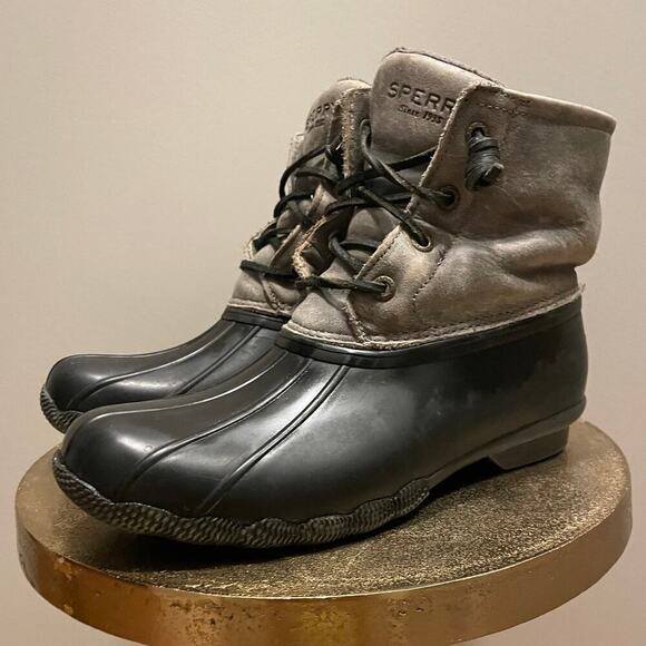 Saltwater Sperry Core Leather Womens Boots | Gray 6.5 Leather Rain Shoe STS81732 - Picture 4 of 9